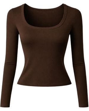 Heima Er Gott Alba Fitted Square Neck Bamboo Top - Black