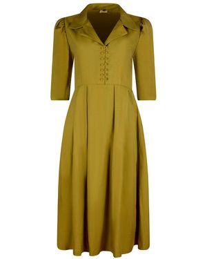 NUMBAT Constance Cotton Coat Collar Midi Dress – - Green