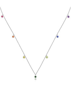 Genevieve Collection 18K Raindow Colour Gemstone Necklace Choker - Metallic