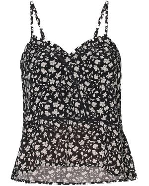 REISTOR V-Neck Medley Camisole With Lace - Black
