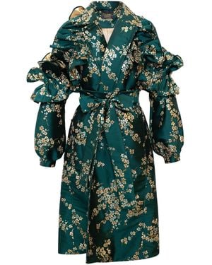 Byvinnik Ruffle Trench Coat - Green