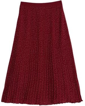 Louche Riley Raindrop Pleated Midi Skirt - Red