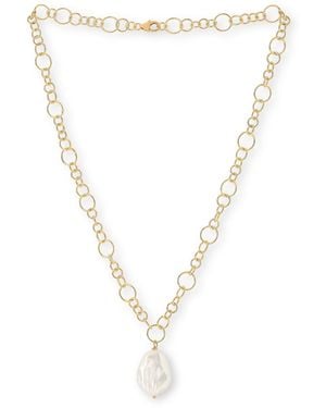 Pearls of the Orient Online Decus Keishi Pearl Drop Necklace On Chunky Chain - Metallic