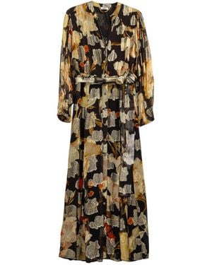 Niza Long Sleeved Floral Print Maxi Dress - Blue