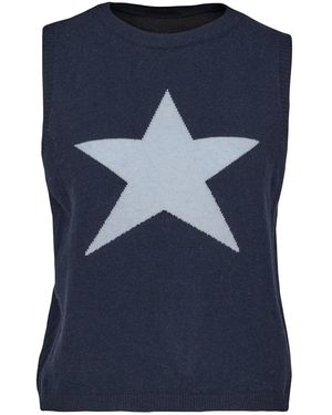 At Last Cashmere Mix Sleeveless Jumper - Blue
