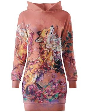 Aloha From Deer Fox Oversize Hoodie Dress - Pink