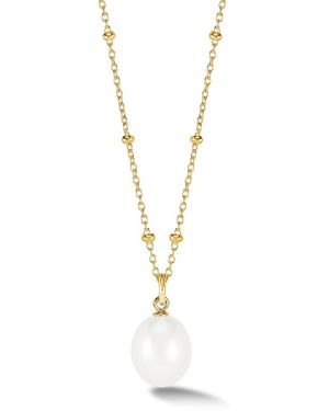 Dower & Hall Large Oval Luna Pearl Pendant - Metallic