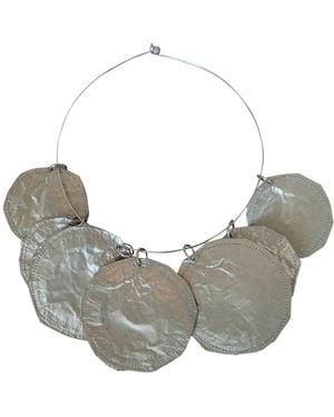 Romer Millinery Metallic Silk Coin Choker - Grey
