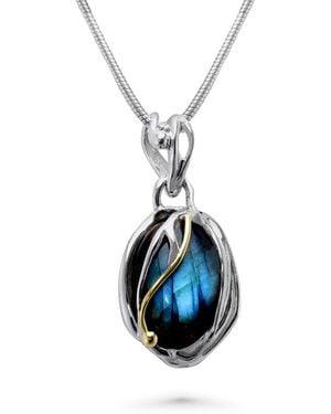 Isla Silver Handmade Unique Iridescent Labradorite Pendant - Blue