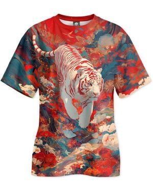Aloha From Deer Asian Parrots Oversize T-Shirt - Red