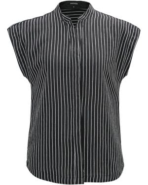 Smart and Joy Bi-Material Striped Shirt - Black