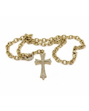 Jagged Halo Jewelry Cross Pendant Necklace - Metallic