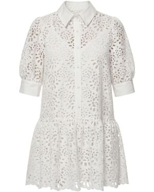 AGGI by HALEWSKI Chloe Cream Embroidered Cotton Mini Dress - White