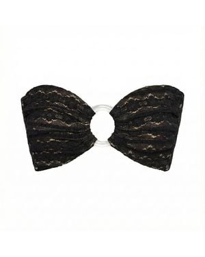 Montce Daisy Lace Tori Ties Bandeau Bikini Top - Black