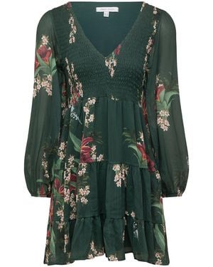 Urban Touch Floral Print Long Sleeve Smock Dress - Green