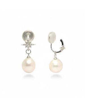 Ninemoo Celestial North Star Pearl Clip Earrings - Metallic