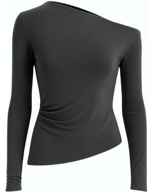 Monlicia Aura One-Shoulder Draped Top – - Black