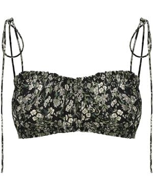 NUAJE NUAJE Shirred Cotton Bralette - Black