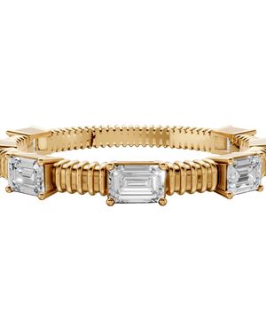 Aya Fine Jewelry 0.70 Ctw Emerald Cut Lab Diamond Eternity Wedding Band Ring - Metallic