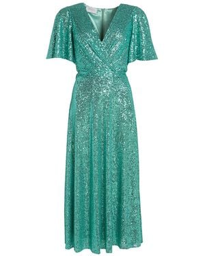 Roses Are Red Sequinned Denise Dress - Green