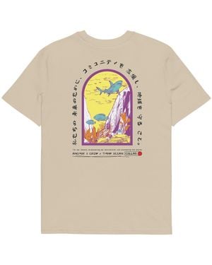 Anchor and Crew Neutrals Desert Dust Think Ocean Seven Japan Gurafiku Organic Cotton T-Shirt - Natural