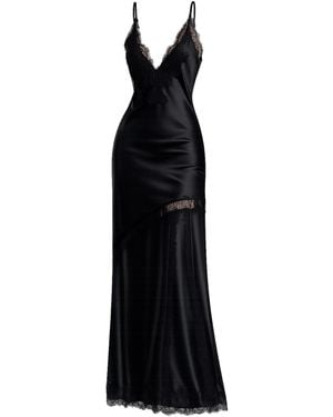 Tantra Spain Sl Lingerie-Style Satin Midi Dress With Lace Details And Straps - Black