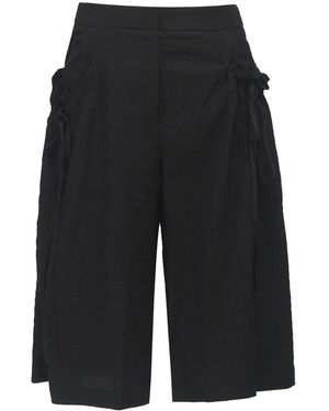 Smart and Joy Casual Wide Leg Capri Trousers - Black