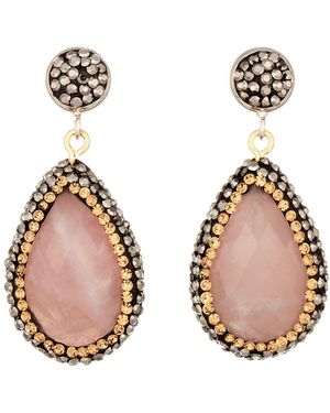 Crystals and Co Rose Quartz Single Drop Earrings - Natural