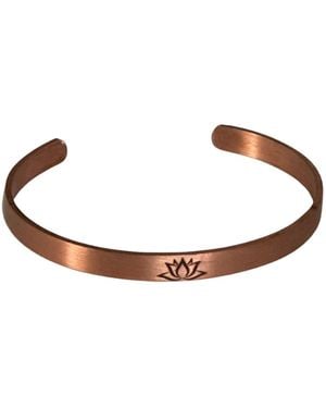 Anatoliacraft Engraved Copper Lotus Cuff Bracelet - Brown