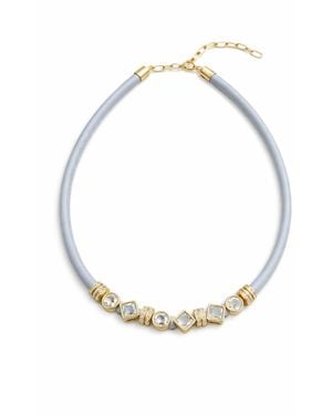 Saachi Bling Charm Leather Light Necklace - Metallic