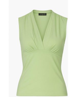 Conquista Light Sleeveless V-Neck Fitted Top – Soft Viscose-Blend Fabric - Green