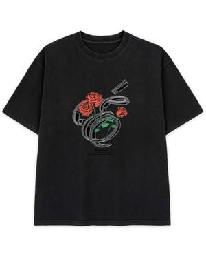 Éclectique Rose Graphic T-Shirt - Black