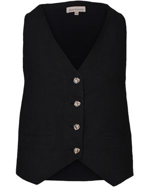 Anse Victorin Kim Linen Vest - Black