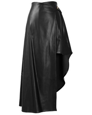 Kargede Leather Wrap Skirt – Asymmetrical, Vegan Faux - Black