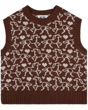 Gigi Knitwear Gallop Jaquard Vest - Brown