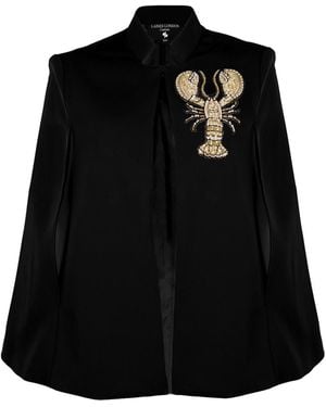Laines London Laines Couture Tailored Cape With Embellished Lobster - Black