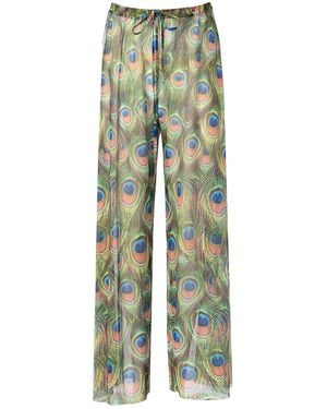 Rodasoleil Smart Swimwear Tan-Through Mesh Lightweight Beach Trousers Peacock Mayura - Green