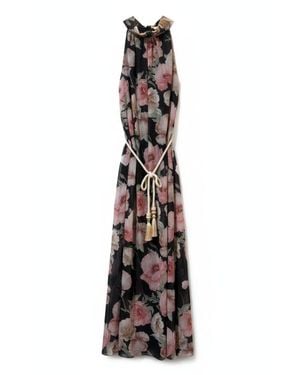 LAtelier London Floral Halter Neck Maxi Dress - Black