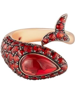 Artisan Rose 14K Rose Garnet Dolphin Wrap Ring - Red