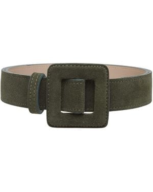 BeltBe Suede Mini Square Buckle Belt - Green