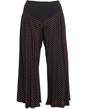 ARTISTA Striped Viscose Elastic Waist Culottes - Black