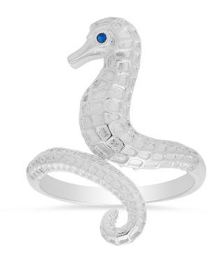 Kylie Harper Sterling Sapphire Cz Seahorse Ring - White
