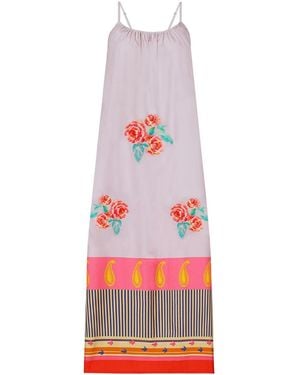 DHARA SHETH DUBAI The Floral Archive Rose Print Spaghetti Strap Cotton Maxi Dress - Red
