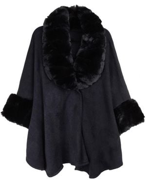 Saachi Faux Fur Trim Kimono - Black