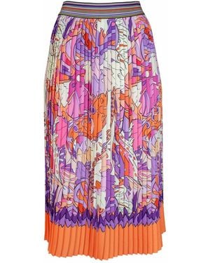 Lalipop Design Abstract Print Pleated Midi Skirt - Pink