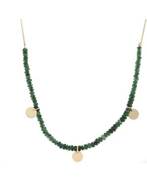 Ebru Jewelry Emerald Gemstone Grace Solid Chain Choker Necklace - Metallic
