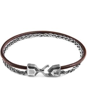 Anchor and Crew Mocha Staysail Mast & Round Leather Bracelet - Brown