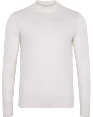 Paul James Knitwear Extra Fine Merino Marco Narrow Mock Turtleneck Jumper - White