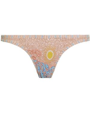 Self-Adore Neutrals High Tide Hand-Beaded Embellished Bikini Bottom- Sand - Natural