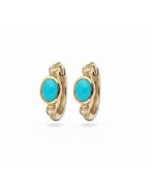 Zohreh Sapphire Huggie Hoop Earring Pair 9K - Blue